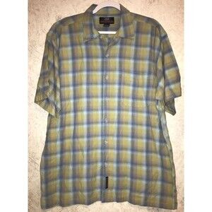 Colo Outdoor Wear Checks Green Button Shirt Men Large L Cotton